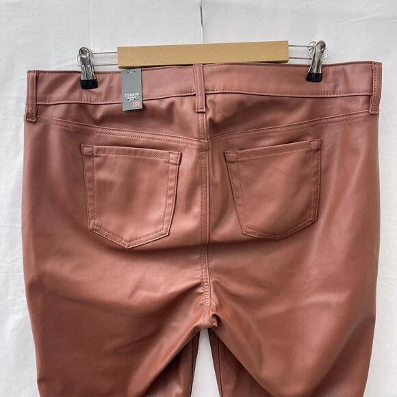 Torrid Perfect Skinny Hi-Rise Faux Leather Pants Brown Womens 16R NWT - Picture 4 of 15